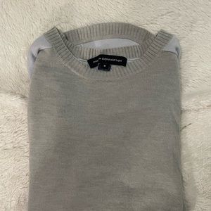 french connection sweater, grey with black snd light blue sleeves